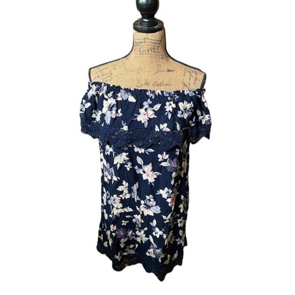 Floral Dress Lace Trim Size M